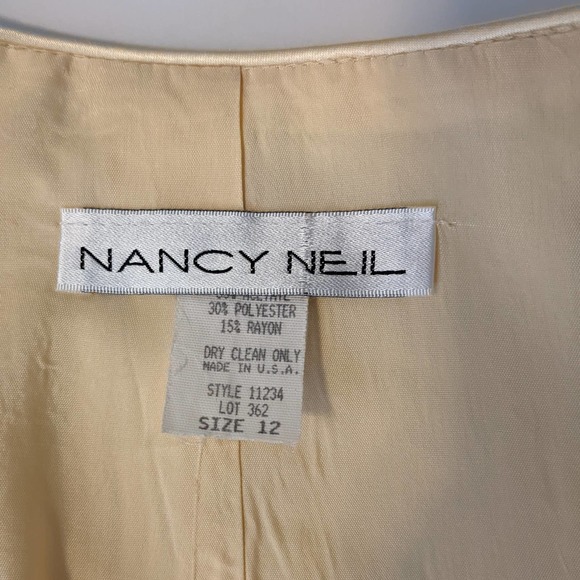 Vintage Nancy Neil Butter Yellow Sequin and Ribbon Dressy Jacket Size 12 - Picture 5 of 6